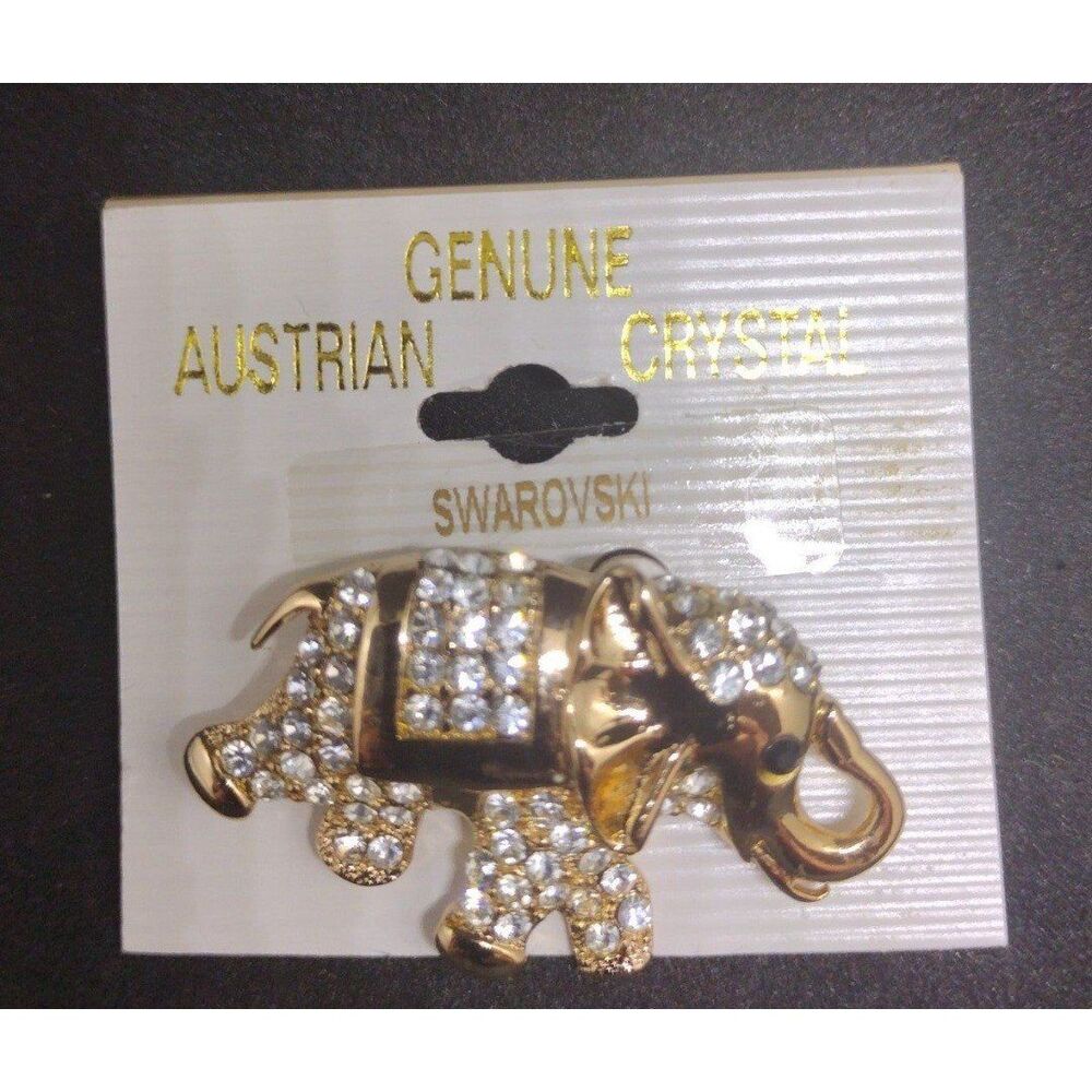 Genuine Austrian Crystal Gold Tone Brooch